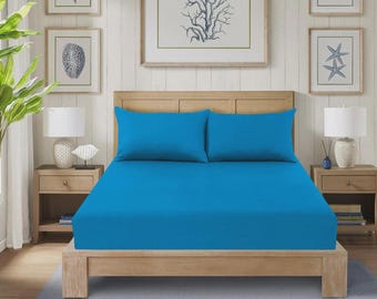 100% Poly Cotton Fitted Sheet Extra Deep, Soft Breathable Bed Sheet Single Double King UK