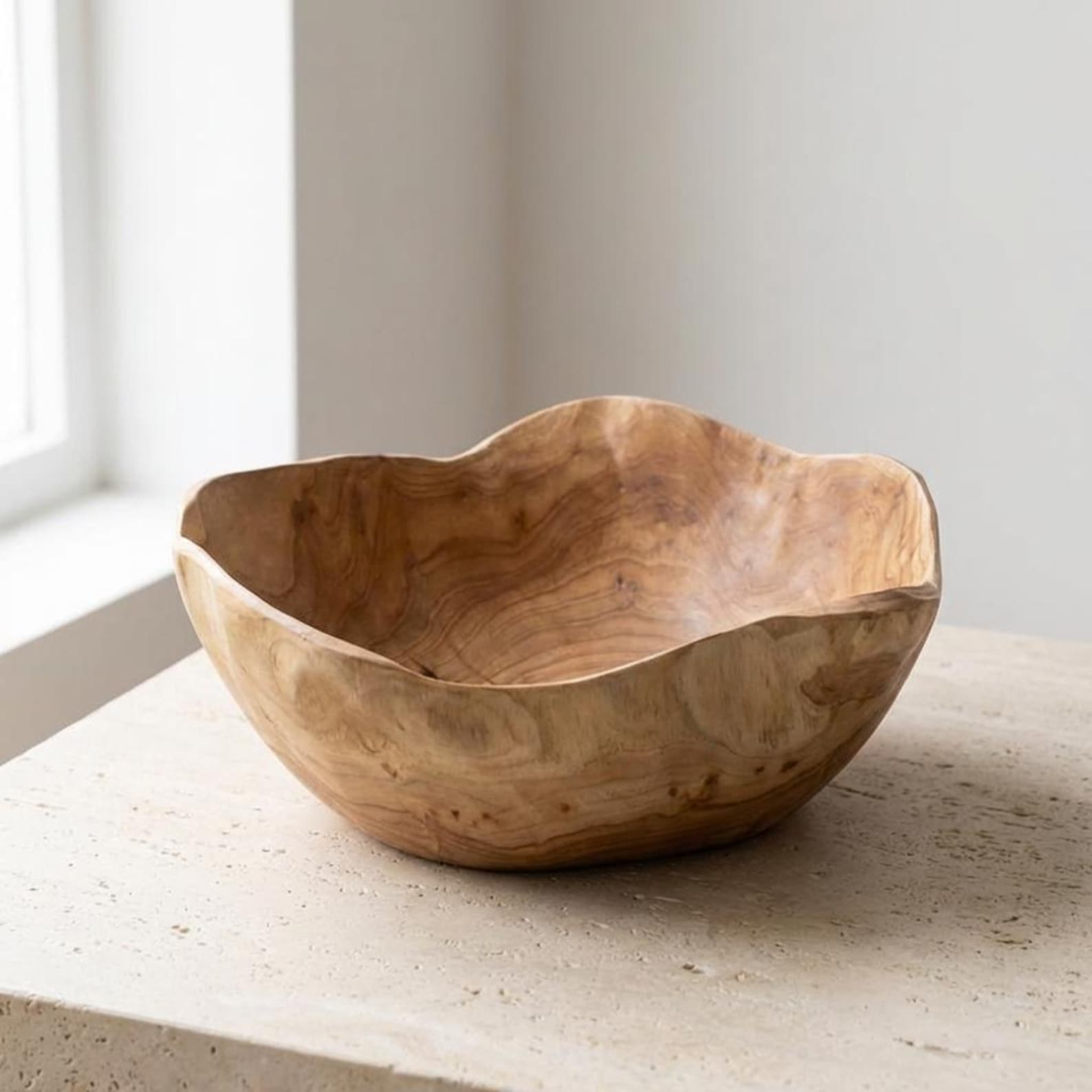 Handcrafted Solid Wooden Bowl, Handmade Root Wooden Salad Bowl, Wooden Kitchen Decor, Large Serving Bowl
