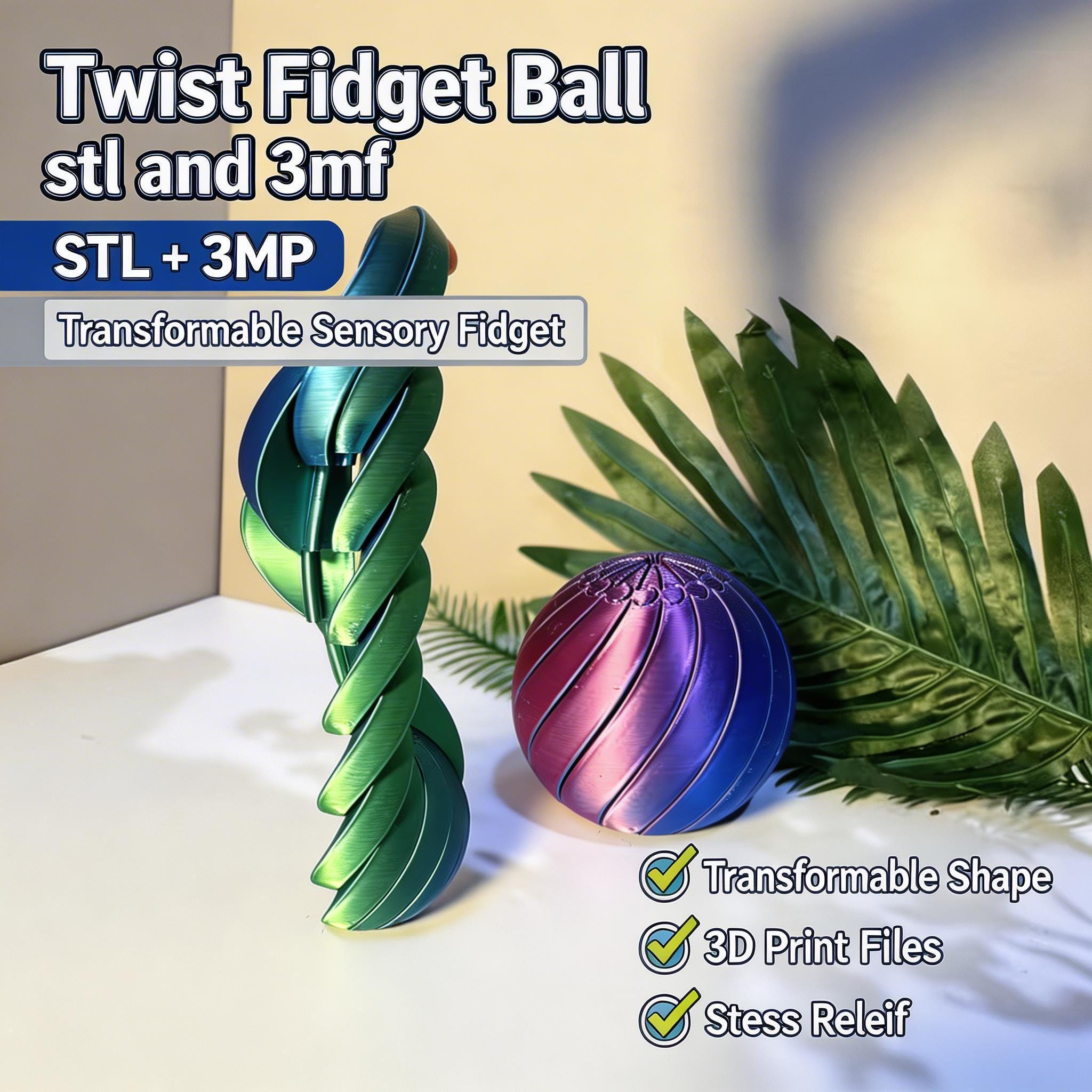 Slim Twist Fidget Ball STL | 3D Printable Sensory Toy | Desk Fidget 3MF ...