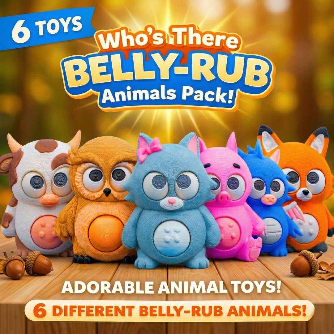 Belly-rub Animals Pack | Interactive Moving Eyes Fidget Toys (STL ...