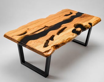 Live Edge Wood & Resin Table, Custom Coffee Table, Rustic Coffee Table, Epoxy Coffee Table, Resin Coffee Table, Epoxy Resin Table