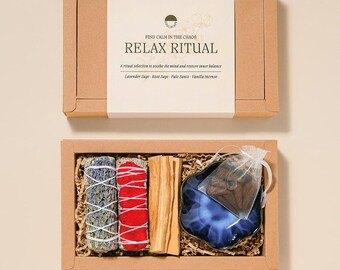 Relaxation Gift Set – Sage, Palo Santo & Incense Kit for Stress Relief, Self Care