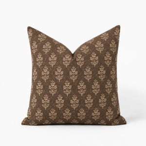 Brown Block Print Cotton Pillow Cover | Double-Sided Rustic Sofa Cushion