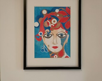 Surreal Portrait Print for Her, Limited Edition A4, Unramed Art Gift