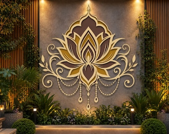 Meerlaags lotus lasersnijbestand | Lotus SVG | Bloemen muurdecoratie | Mandala decoratie | CNC lotus sjabloon