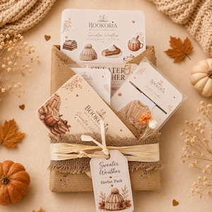 Cozy Herbst Reading Set | Sweater Weather | Sticker, Magnetlesezeichen & Reading Cards | Bookish Geschenk