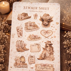 Cowgirl/Reads Sticker Sheet/Bookish Sticker/Journal Sticker/Planner Sticker/Scrapbook Sticker/Book Lover Gift