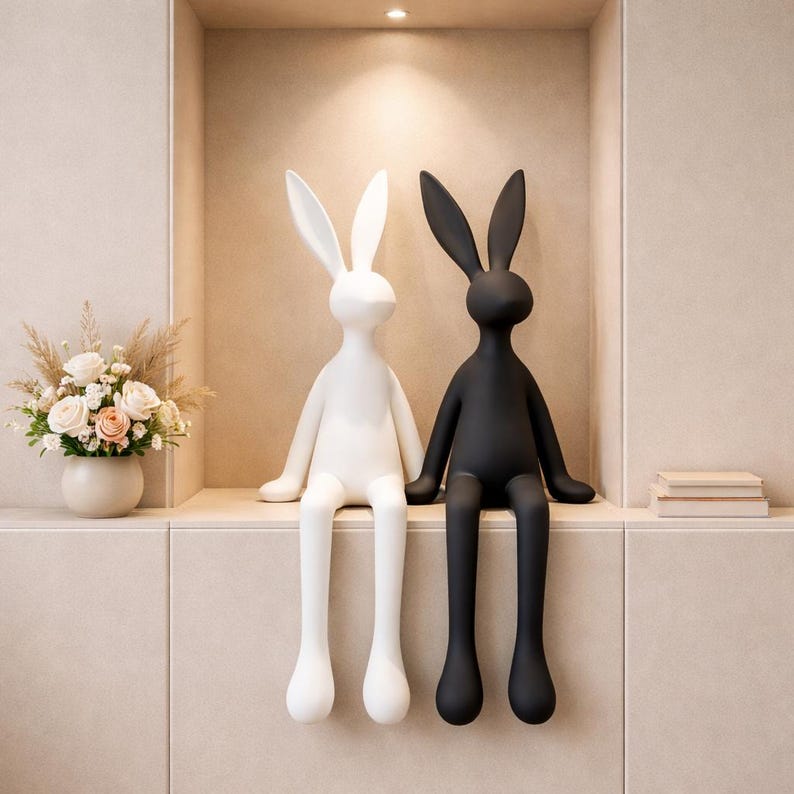 Minimalist Resin Rabbit Statue – Modern & Elegant Decoration, Large ...