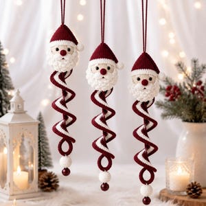 Santa Claus Crochet Wind Spinner Pattern PDF, Christmas Spiral Ornament, Hanging Santa Decoration, Festive Crochet Tutorial