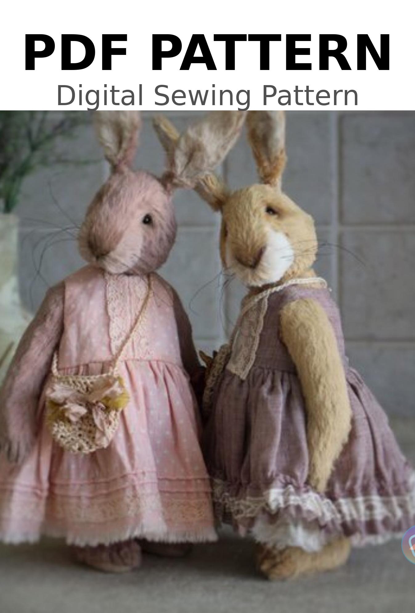 Bunny Sewing Pattern PDF – DIY Cloth Rabbit Toy for Handmade Plush ...