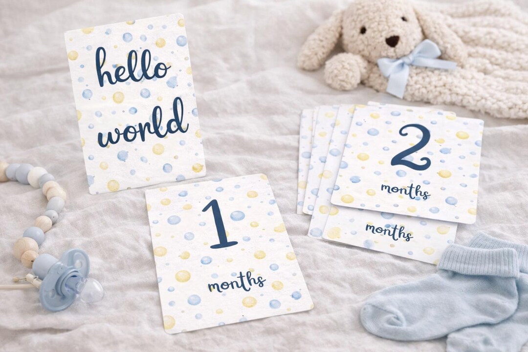 Baby Milestone Cards Printable | 12 Month Baby Milestones | Baby Boy ...