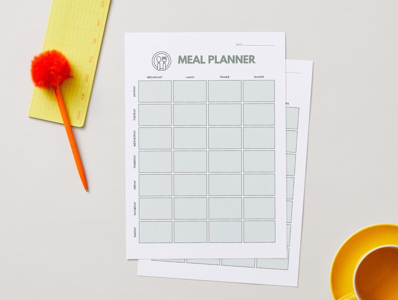 Weekly Meal Planner Printable | Minimalist Meal Plan Template | Grocery ...