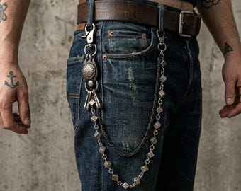 Men's Dice Jeans Chain, Biker Keychain Jeans Accessory, Rocker Grunge Jewelry, Gift for Him