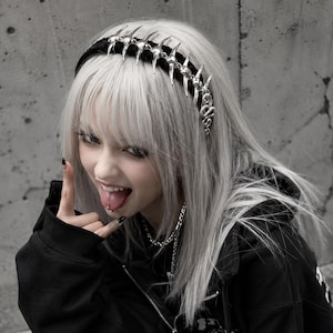 Faux Snake Vertebrae Headband, Silver Cyberpunk Gothic Hair Accessory