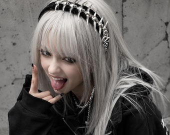 Cyberpunk Snake Bone Headband,Gothic Liquid Metal Hair Clip,Y2K Edgy Grunge Subculture Hair Accessories,Futuristic Subculture,Gift for Her