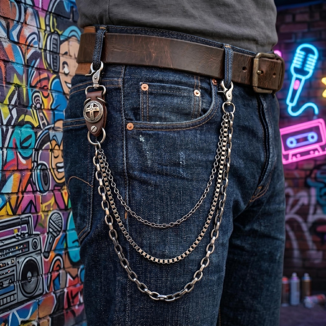Gothic Triple Cross Pants Chain | Leather and Metal Pants Chain | Punk ...