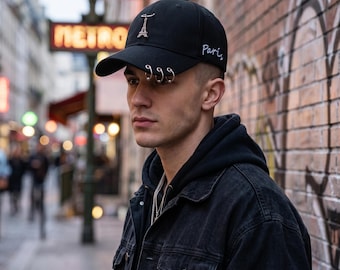 Harajuku Streetwear Y2K Baseball Cap, Punk Style Pierced Dad Hat, K-pop Inspired Cotton Sun Hat, Edgy Urban Fashion, Cool Hip Hop For Teens.
