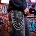 Multi-Layer Skull Pants Chain, Edgy Biker Wallet Chain, Goth Rock Accessory, Gift For Him,Halloween Chain