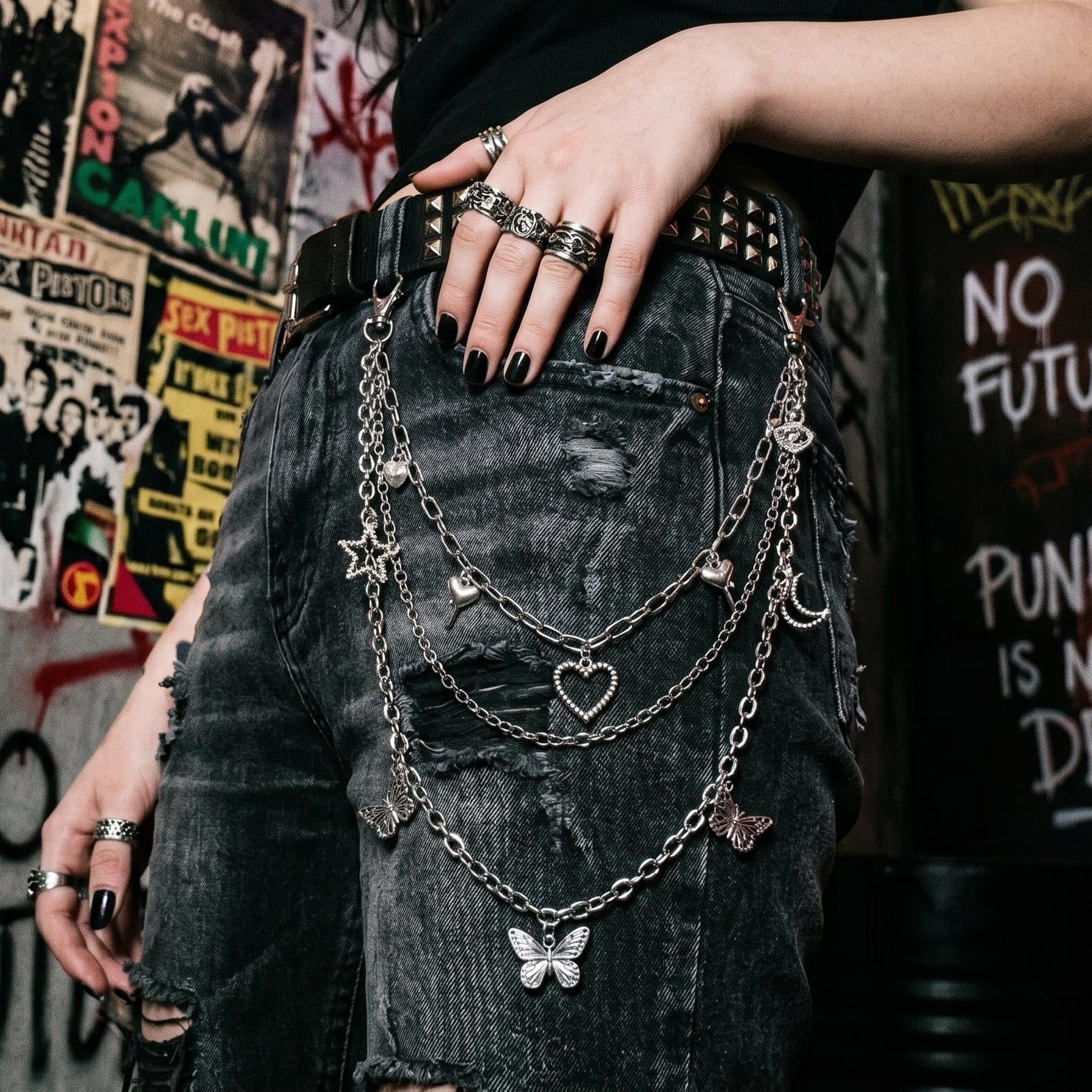 Y2k Grunge Chain Pants - Etsy
