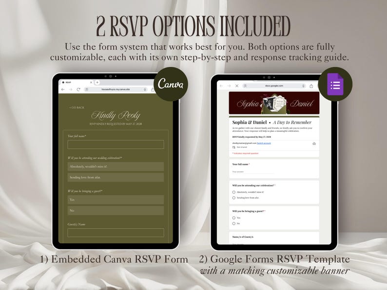 Olijfgroene en bordeauxrode trouwwebsite-template met RSVP en afteltimer. Elegante, bewerkbare Canva-site in 'Old Money'-stijl. Digitale uitnodiging. afbeelding 5