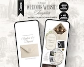 Ivory and Brown Wedding Website Template with RSVP and Countdown Timer Elegant Editable Old Money Canva Site Classic Digital Invitation