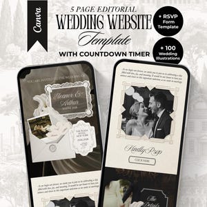 Old Money Lace Wedding Website Template with RSVP and Countdown Timer Classic Editable Digital Invitation Instant Download