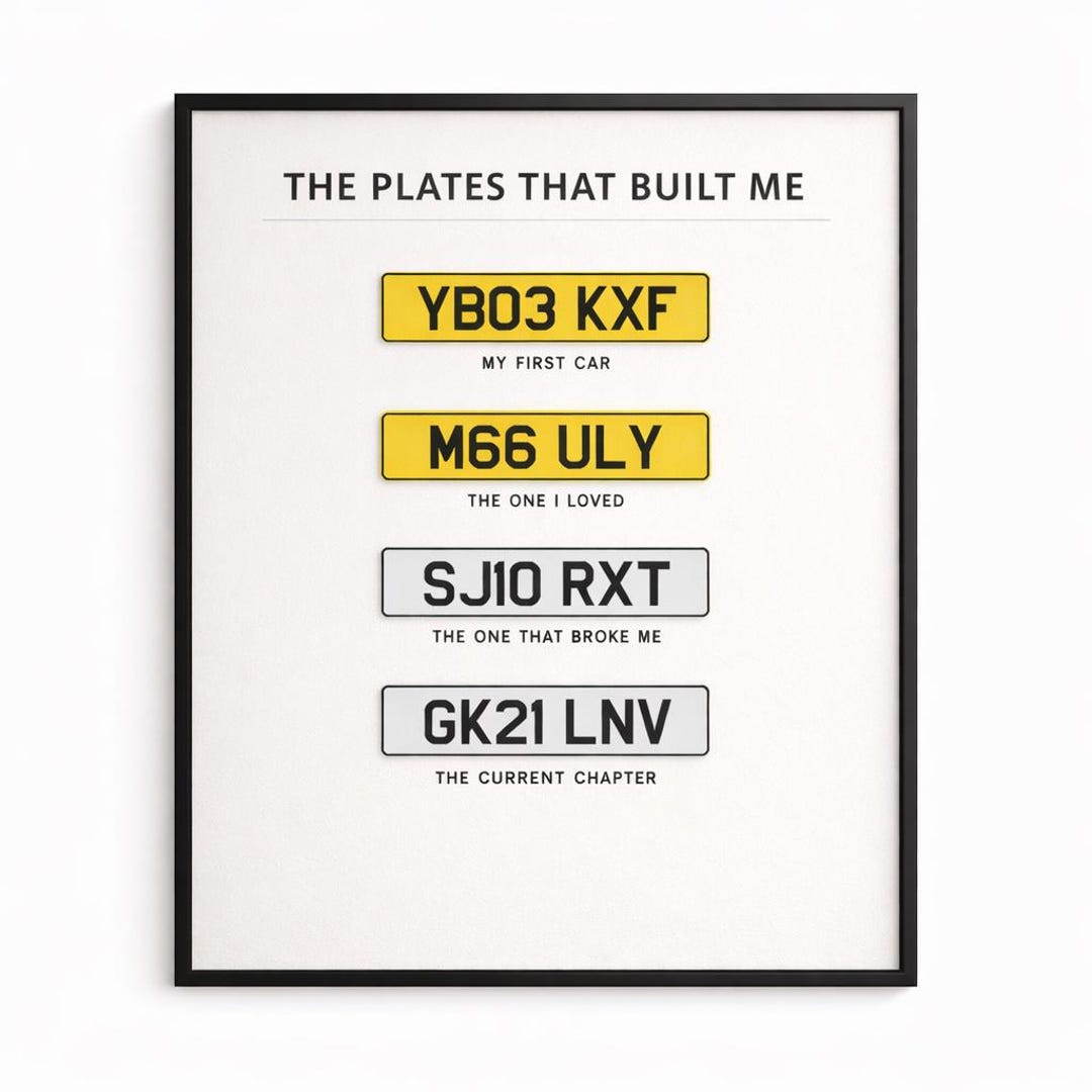 Personalised Number Plate Print | Car History Wall Art | First Car Gift ...