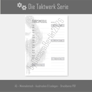 Taktwerk Daily Module: Minimalist daily planner with time blocks from 7 am to 10 pm (scalable to A4)