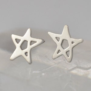 Little Star Earrings - Sterling Silver - Saw Pierced Stud Earrings