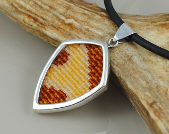 Beadwork and Sterling Silver Pendant Necklace - Apoda biguttata