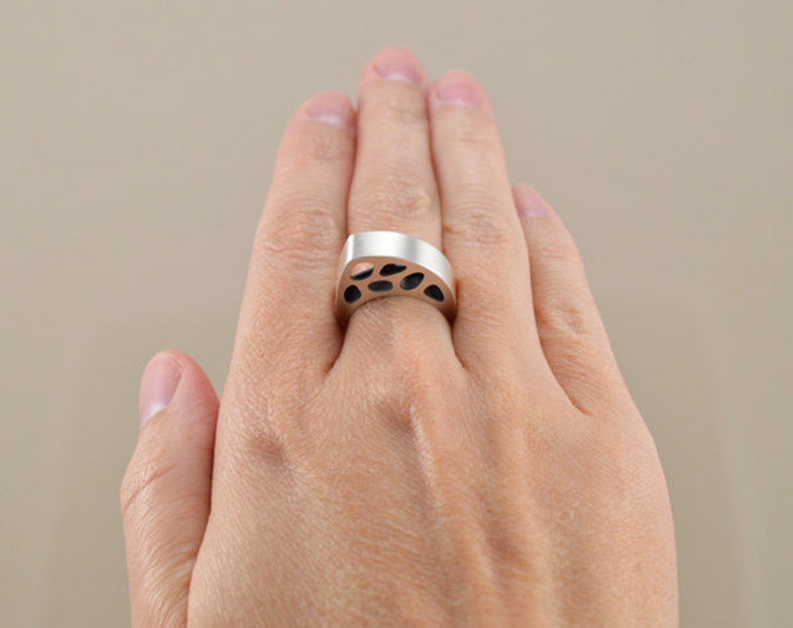 Funky Hollow Ring Sterling Silver Size 6.5 Etsy