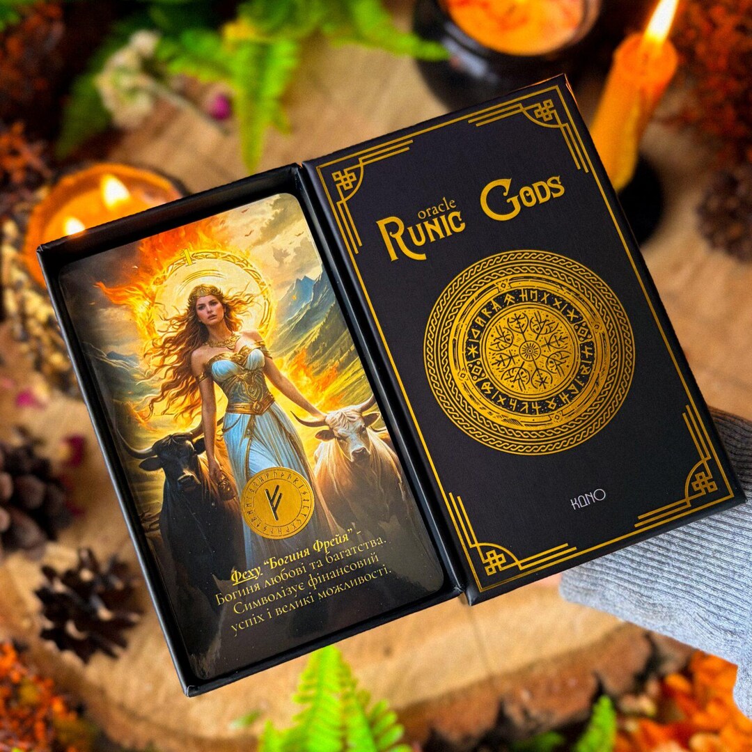 Runic Gods Oracle Deck | Norse Mythology, Gold Foil Cards (25 Ct) - Etsy