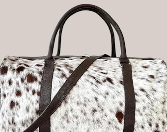 Handmade Cowhide Leather Duffle Bag | Personalized Weekender Travel Bag