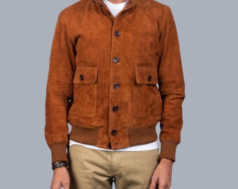 Men's Suede Valstarino Bomber Jacket | Italian A-1 Flight Style Blouson