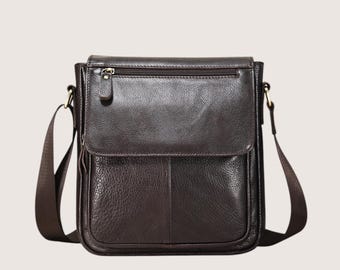 Handmade Full Grain Leather Shoulder Bag | Vintage Style Crossbody Sling | Gift For Him
