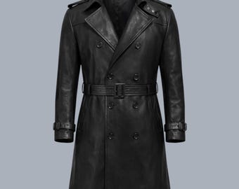 Resident Evil Reqium Zeno Black Leather Cosplay Overcoat | Handmade Zeno Trench Coat Gothic Costume