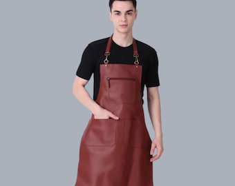Handmade Brown Leather Personalized Apron | Protective Clothing