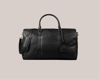 Full Grain Leather Duffle Bag | Weekender Travel Shoulder Bag