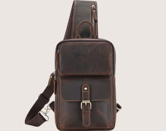 Handmade Brown Shoulder Leather Bag | Personalized Sling Bag