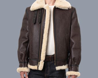 Resident Evil Leon Kennedy Brown Leather Shearling Jacket | RE4 Cosplay Costume Coat