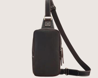 Handmade Brown Crossbody Leather Bag | Personalized Sling Bag
