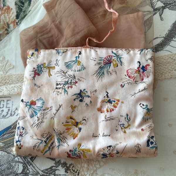 Vintage hosiery 2 pairs and silk stocking bag 1940’s or 50’s