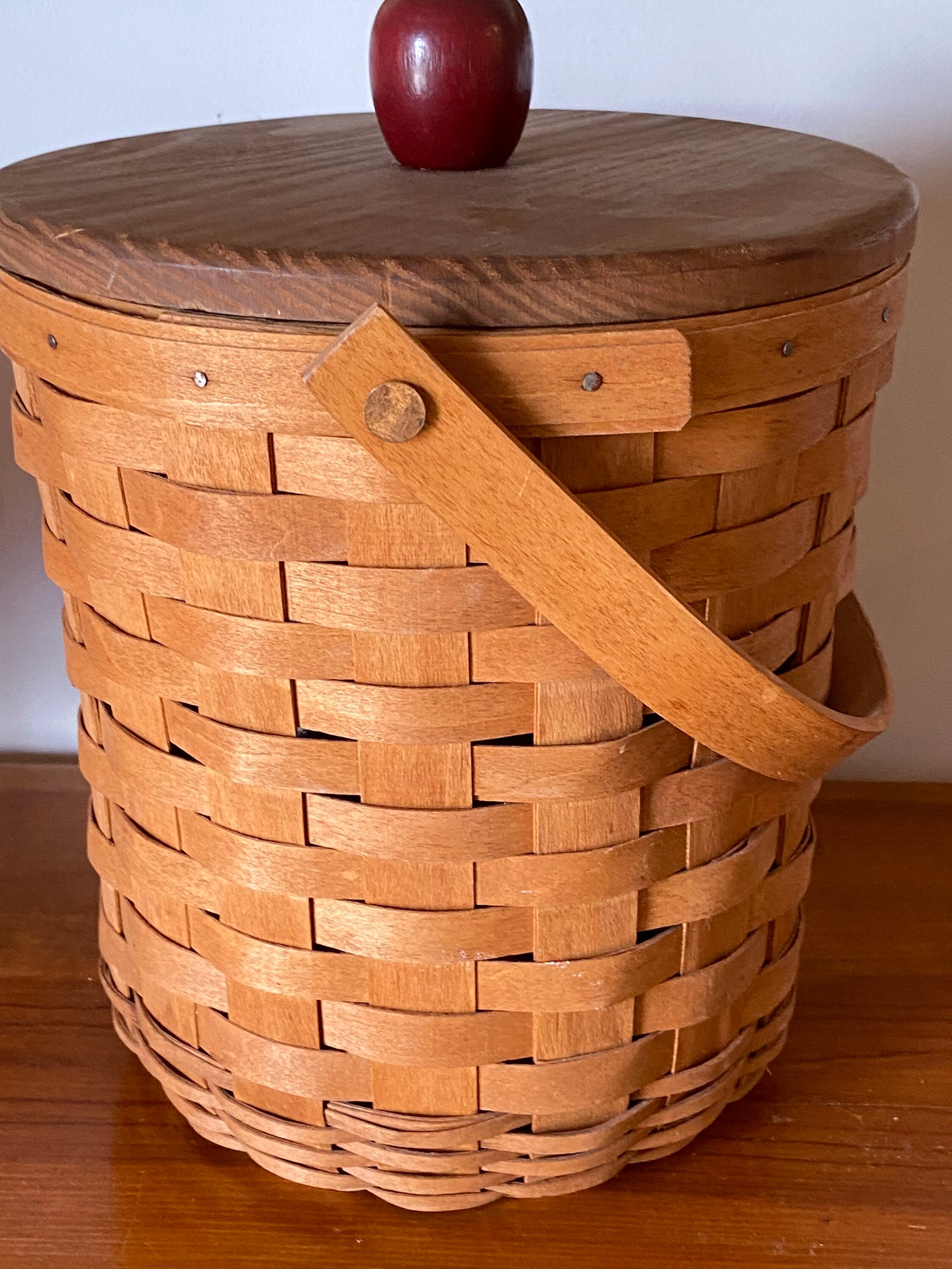 Retired Longaberger Woodcrafts Wooden Woven Basket With Lid Etsy