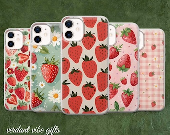 Etui na telefon z truskawkami, dziewczęce etui z motywem letnich jagód, iPhone, Samsung, Pixel