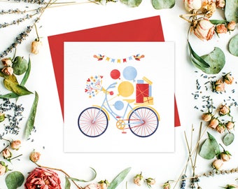 Bicycle Greeting card set of 10 : Birthday Cards, Baby Shower Cards, Kids Birthday, Thank you cards, Friend cards, Get well cards