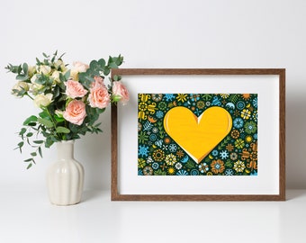 Heart Art Print A3, Inspired by Lithuania series