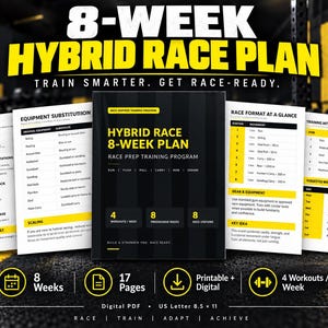 Plan de entrenamiento híbrido de 8 semanas para carreras / Programa de entrenamiento funcional / PDF imprimible
