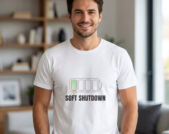 Soft Shutdown Minimalist T-Shirt, Sensory Friendly Low Stim Tee, Pastel Battery Graphic Unisex Shirt