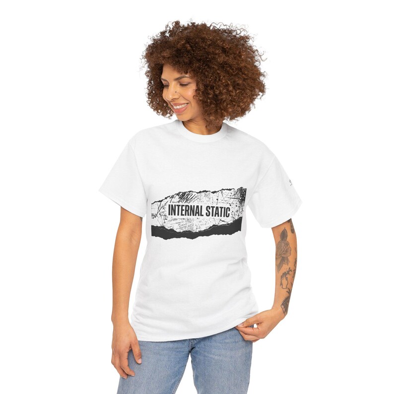 ユニセックス 内部静電気認識Tシャツ、感覚過負荷シャツ、精神的明晰さTシャツ、静かな心グラフィックTシャツ、脳の霧認識シャツ、 画像 2