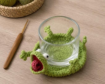 Handgemaakte gehaakte dierenonderzetter, schattige gehaakte onderzetters, schattige schildpad kikker eend pinguïn muis hagedis gehaakte onderzetter, kawaii bureaudecor